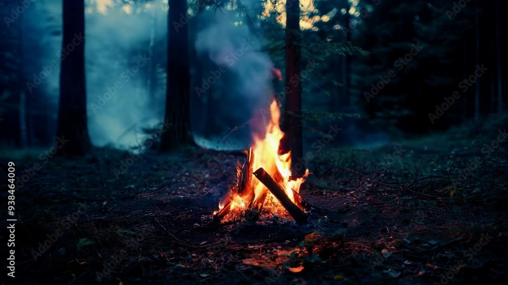 Experience the Serenity of a Campfire in the Forest at Night Experience the Serenity of a Campfire in the Forest at Night