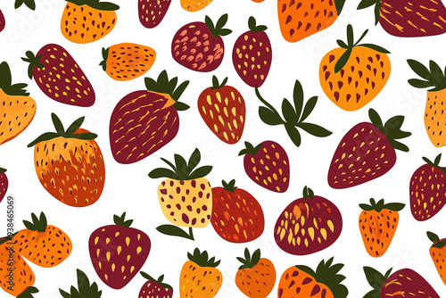 seamless vector pattern background of stylized strawberries, isolated on white background