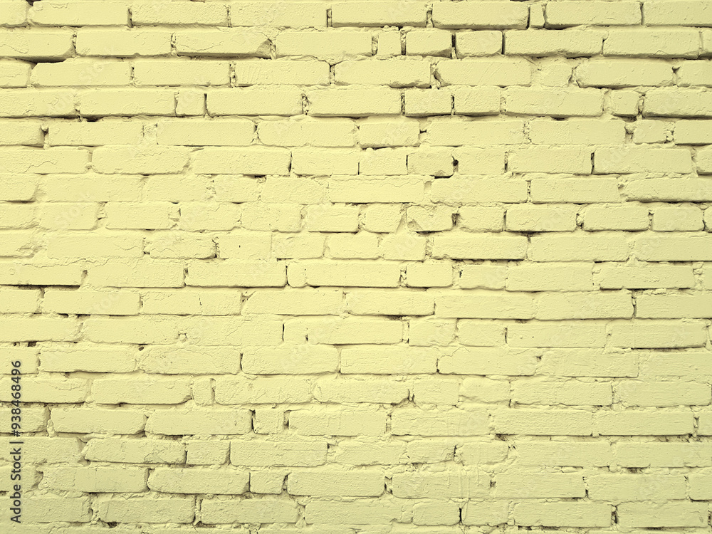 Fototapeta premium Brick bright yellow wall background or texture.