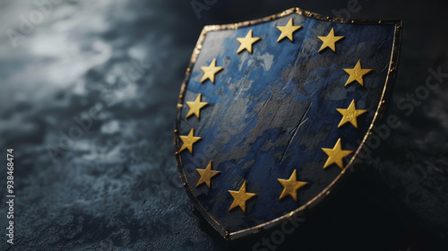 Schutzschild mit den Sternen der Europäischen Union (EU) als Symbol für Cybersicherheit und Internetsicherheit.