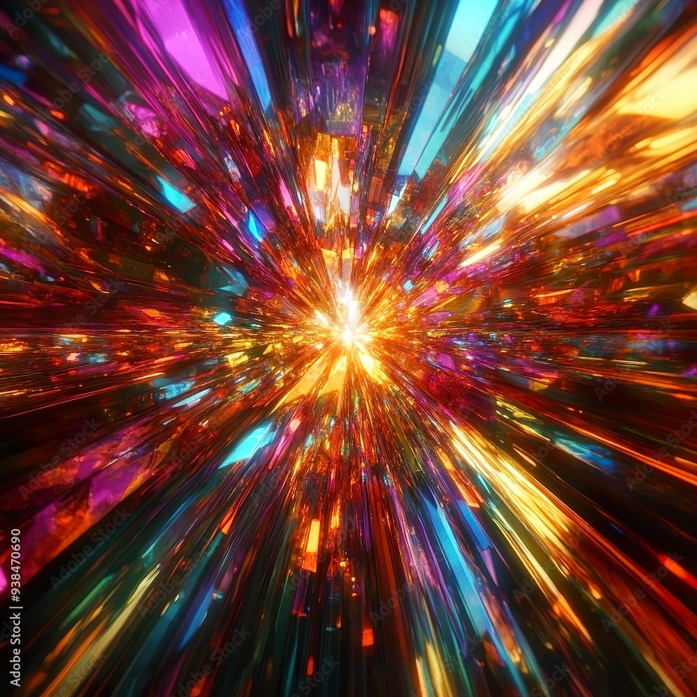 Colorful Diamond Explosion Reflecting Light in a Radiant Burst Abstract Background Colorful Diamond Explosion Reflecting Light in a Radiant Burst Abstract Background