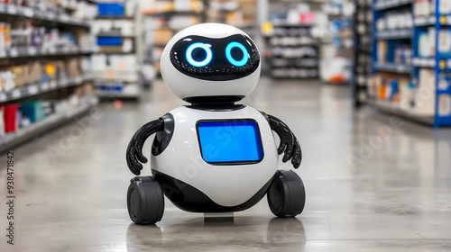 Wallpaper Mural Cartoon robot tablet, illustrating a futuristic, tech-savvy character, personal customer robot Torontodigital.ca