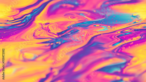 close-up of a colorful oil slick on water, psychedelic colors, macro shot, extreme vibrant rainbow colors.