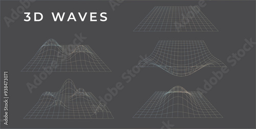 3d waves, abstract art, pattern