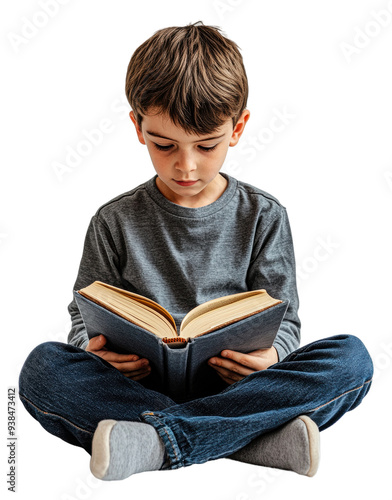 Obraz na płótnie PNG Boy reading a book on the floor w salonie