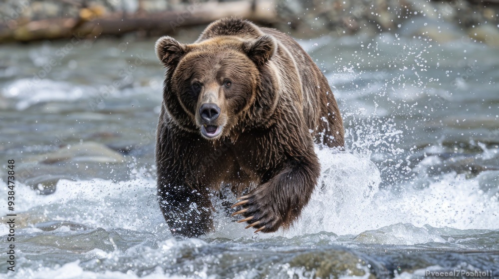 Grizzly Bear Fishing in a River Grizzly Bear Fishing in a River