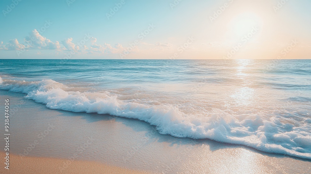 A beach with gentle waves lapping against the shore, perfect for summer-themed content. Plenty of copy space. A beach with gentle waves lapping against the shore, perfect for summer-themed content. Plenty of copy space.
