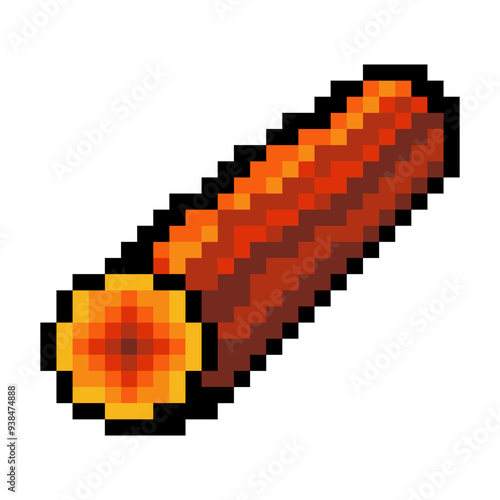 Wooden tree log in pixel art style