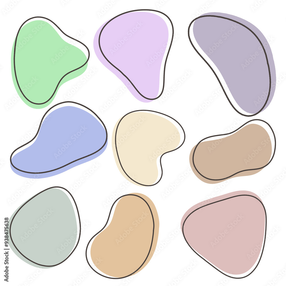 Organic amoeba blob shape abstract with line vector illustration isolated on transparent background. Set of irregular round blot form graphic element. Doodle drops with outline circle Organic amoeba blob shape abstract with line vector illustration isolated on transparent background. Set of irregular round blot form graphic element. Doodle drops with outline circle