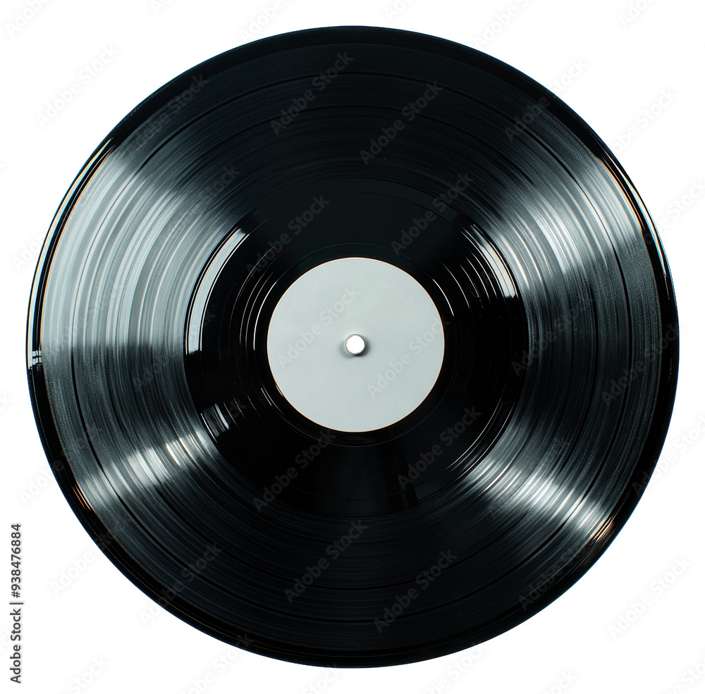 Obraz premium PNG Black vinyl record on white surface