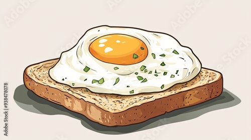 A clipart illustration of a poached egg on toast, with space for text or branding.