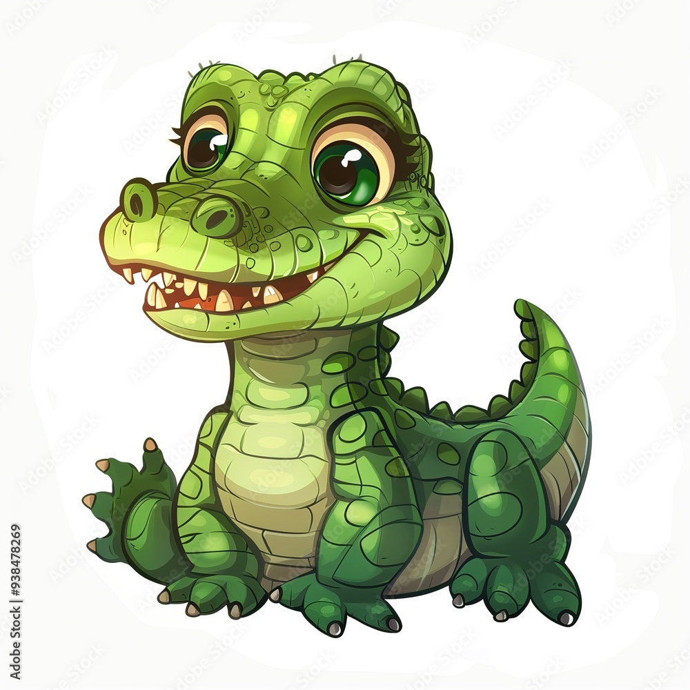 Fototapeta premium Crocodile Gratitude emotion fantasy animal cartoon isolated whitebackground