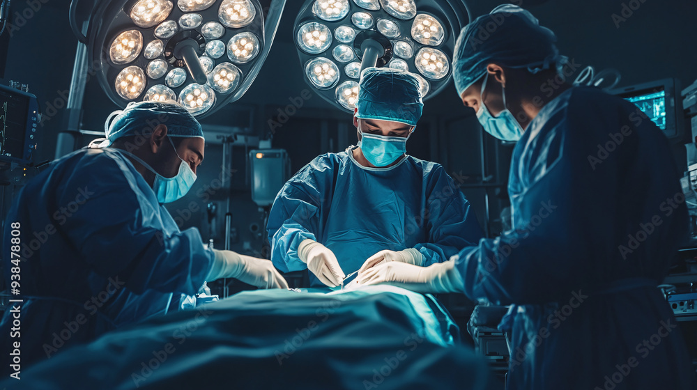 Medical Team Performing Surgical Operation in Modern Operating Room. Medical professionals working together in a hospital setting, including a doctor, nurse, and patient. Medical Team Performing Surgical Operation in Modern Operating Room. Medical professionals working together in a hospital setting, including a doctor, nurse, and patient.