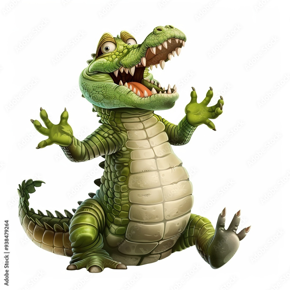 Fototapeta premium Crocodile Void/Space element animal cartoon isolated whitebackground 16:9