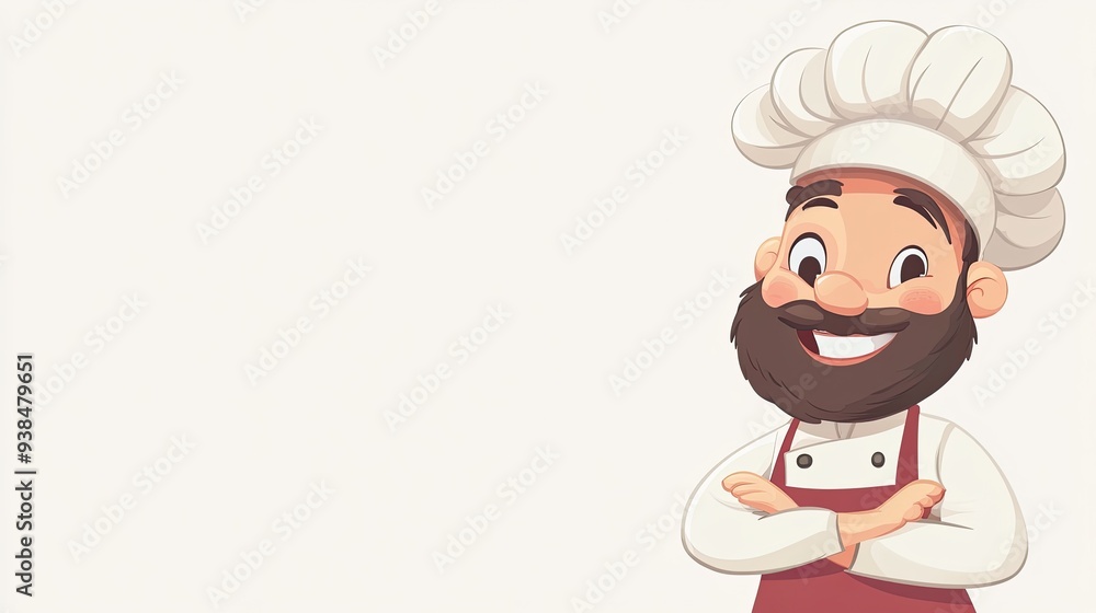 A playful vector of a chef character with a hat and apron, on a light background with ample room for copy or branding. A playful vector of a chef character with a hat and apron, on a light background with ample room for copy or branding.