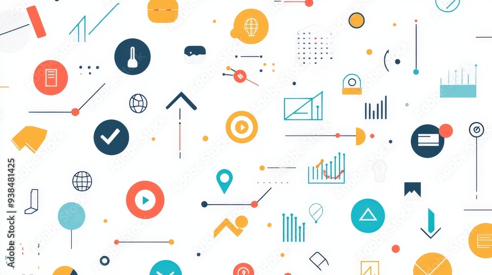 A white background with minimalist business icons and symbols. A white background with minimalist business icons and symbols.