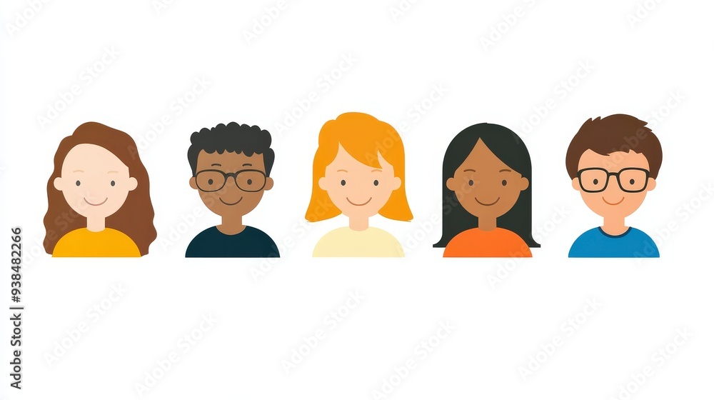 Colorful people icons representing different age groups and ethnicities. Colorful people icons representing different age groups and ethnicities.