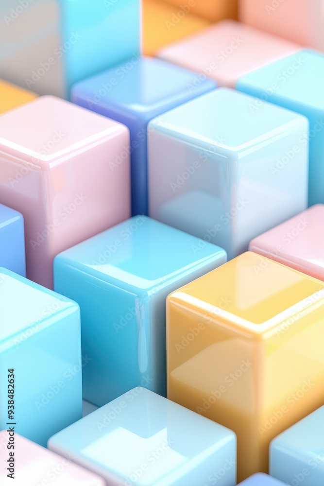 Fototapeta premium Abstract Pastel Color Cubes D Render Background