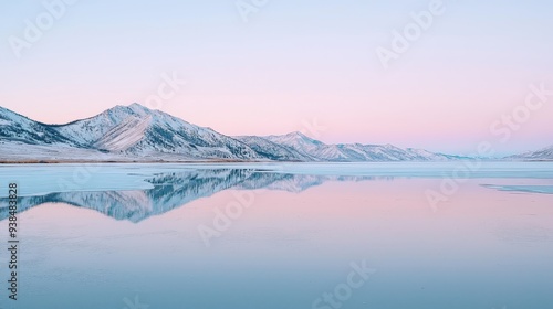 Wallpaper Mural Frozen Lake with Mountain Reflection at Sunset Torontodigital.ca