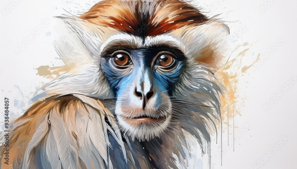 Fototapeta premium Langur in watercolor 