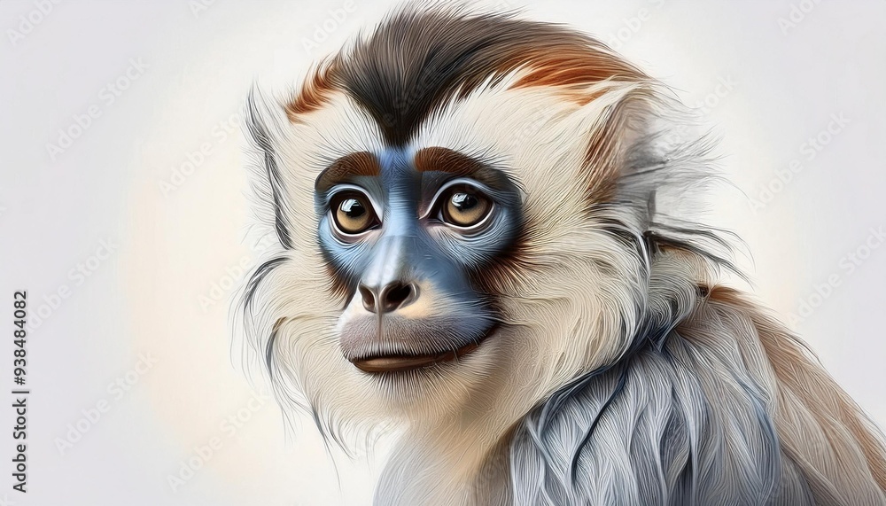 Fototapeta premium Langur in watercolor