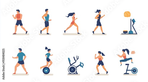 Icons representing people in fitness and health-related activities.