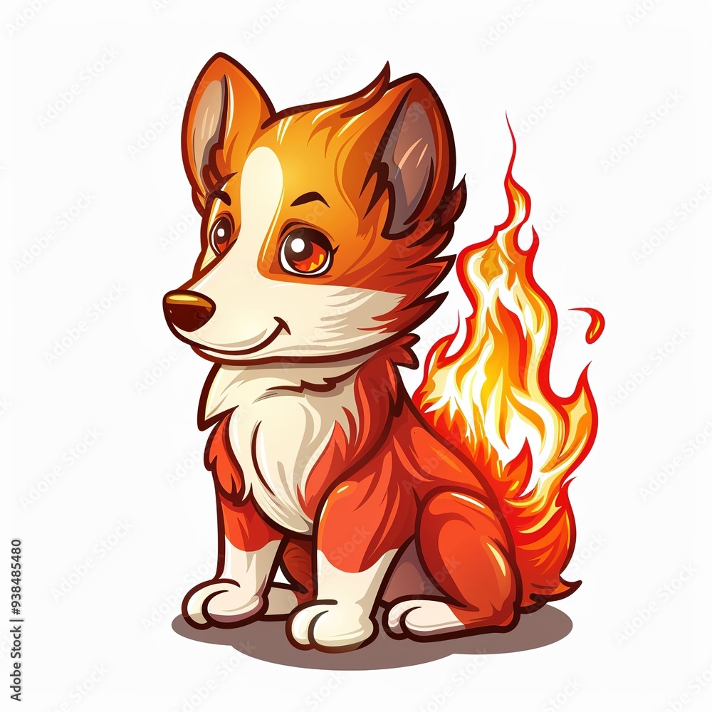 Dog flame animal cartoon isolated whitebackground Dog flame animal cartoon isolated whitebackground