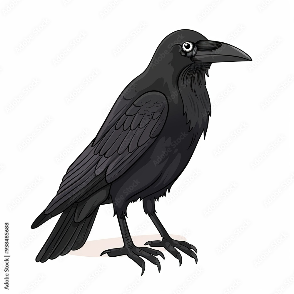 Naklejka premium Crow Wood element animal cartoon isolated whitebackground 16:9
