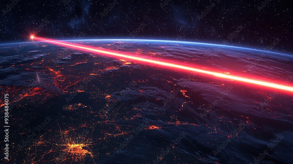 Obraz premium Illuminating Data Highways: Laser Beam Communication for Rapid Transmission across Vast Distances