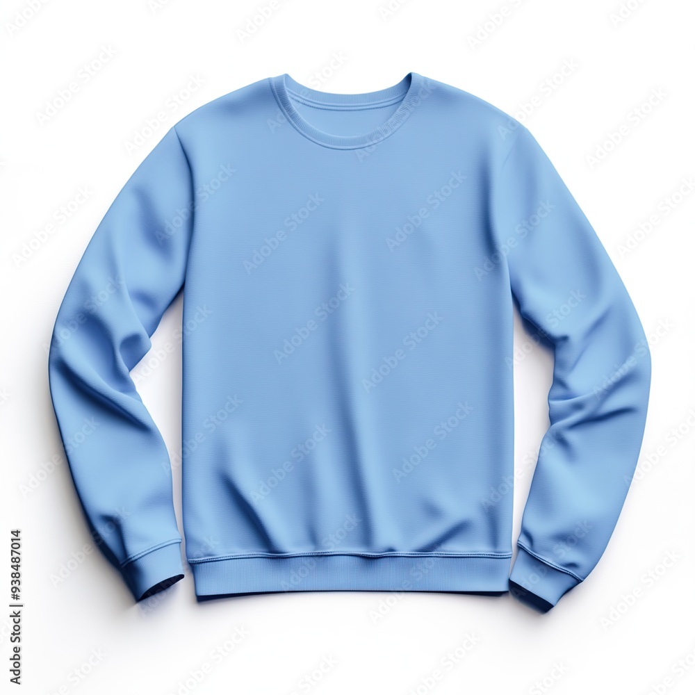 Plain light blue long-sleeve crew neck sweatshirt isolated on white background. Plain light blue long-sleeve crew neck sweatshirt isolated on white background.