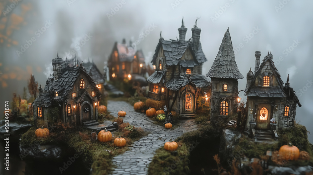 幻想的なミニチュアハロウィン村 幻想的なミニチュアハロウィン村