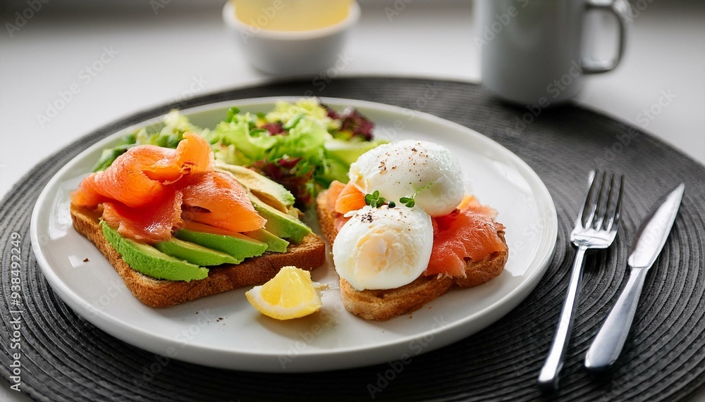 Luxurious brunch plate space for text Luxurious brunch plate space for text