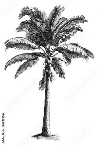 PNG Detailed drawing of a tall palm tree in nature