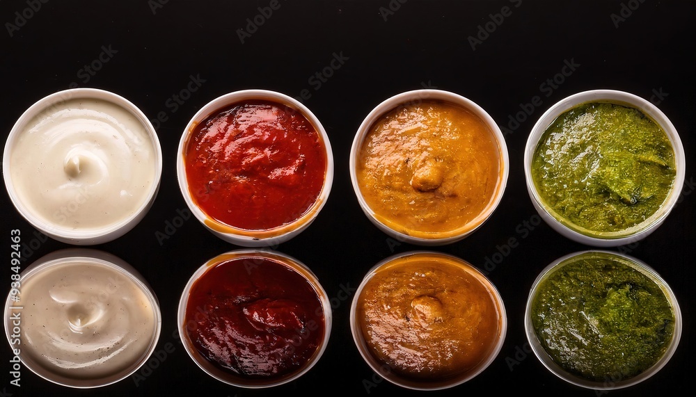 Assorted Indian Dips and Chutneys in Bowls Assorted Indian Dips and Chutneys in Bowls