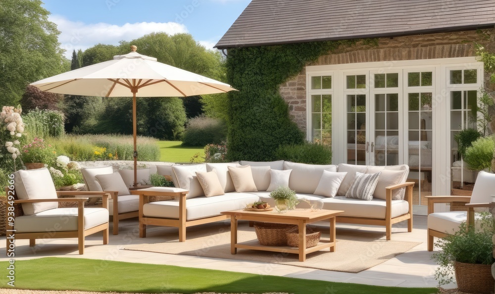 Garden lounge, outdoor furniture and countryside house patio decor with sofa and table, country cottage style landscape design, Garden lounge, outdoor furniture and countryside house patio decor with sofa and table, country cottage style landscape design,