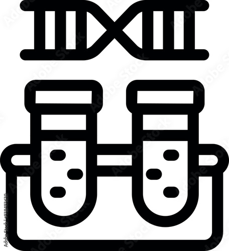 Simple icon depicting dna structure and test tubes, representing genetic engineering and laboratory experiments