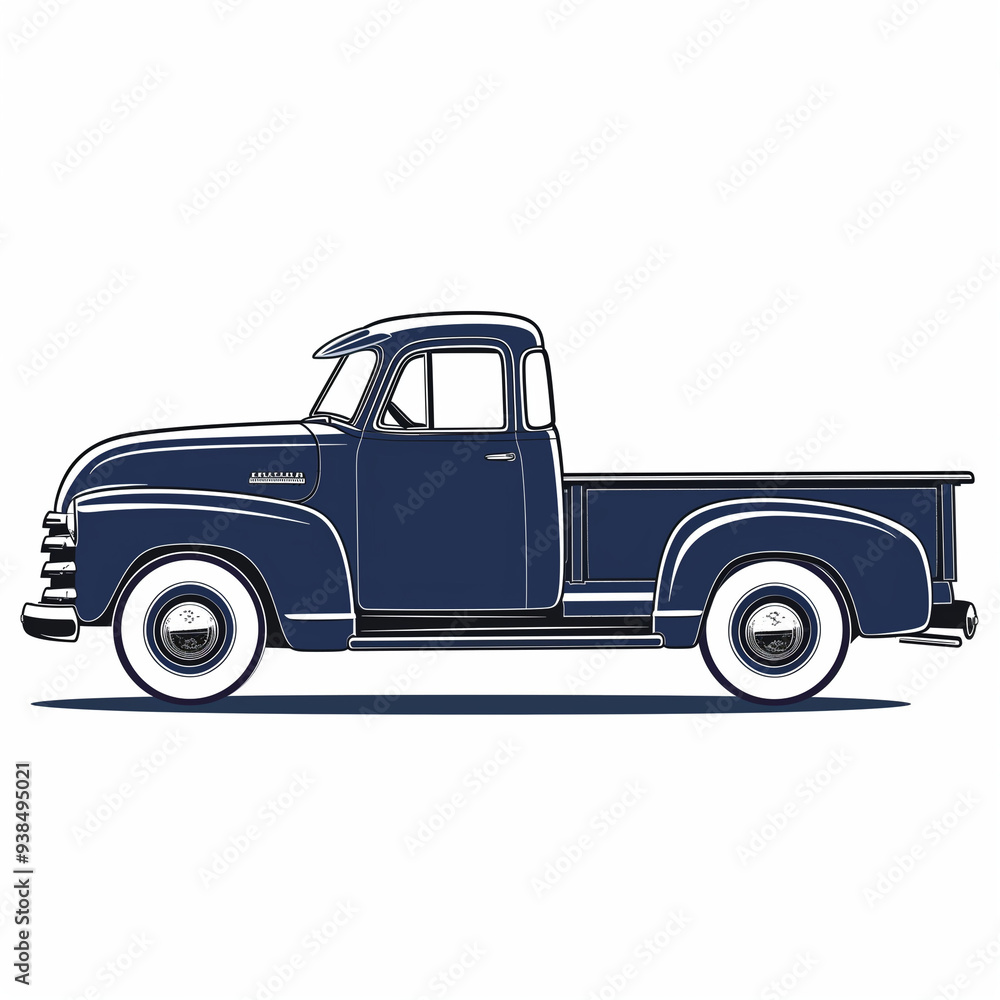 Navy Blue Pickup Truck with Four Wheels: Sturdy and Reliable Logo Design Navy Blue Pickup Truck with Four Wheels: Sturdy and Reliable Logo Design