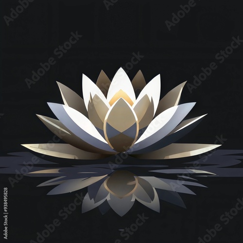  Lotus Flower on Black Background, T-Shirt Print Design