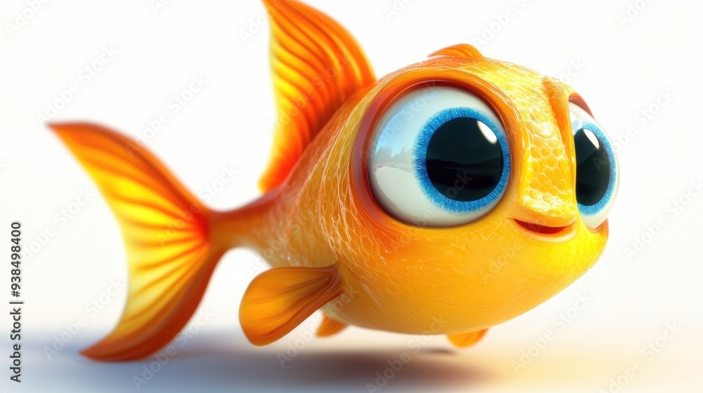 Cute 3D fish with big, beautiful eyes, vibrant and colorful, showcasing various cartoon characters on a white background Cute 3D fish with big, beautiful eyes, vibrant and colorful, showcasing various cartoon characters on a white background