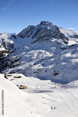 Wallpaper Mural Snowcapped Alpine mountain peaks in the Three Valleys, France. Breathtaking view from popular Courchevel ski resort located in French Tarentaise Valley. Torontodigital.ca