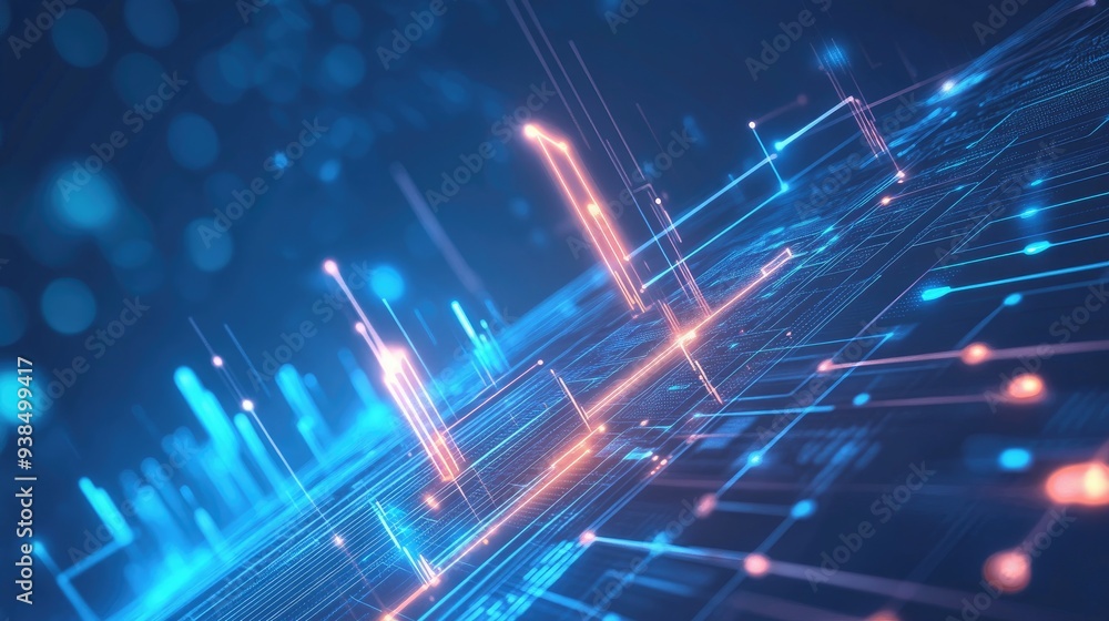 Vibrant technology icon on a dynamic white-light blue background, representing growth and innovation Vibrant technology icon on a dynamic white-light blue background, representing growth and innovation