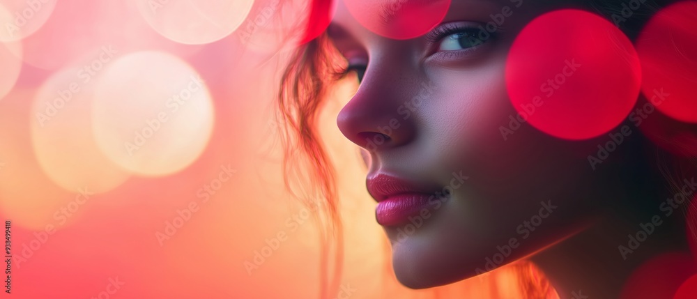 A Captivating Portrait of a Woman in Warm Bokeh Light A Captivating Portrait of a Woman in Warm Bokeh Light