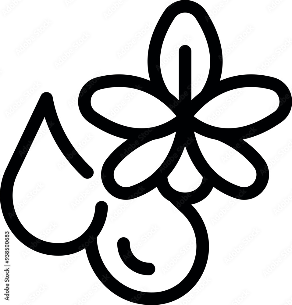 Simple icon of a flower with steam used to create essential oils for aromatherapy and natural remedies Simple icon of a flower with steam used to create essential oils for aromatherapy and natural remedies