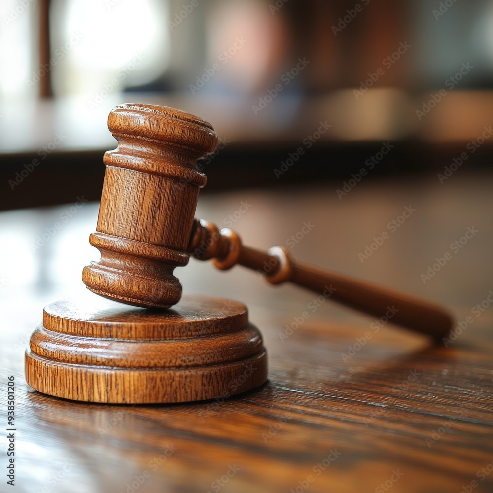 Judge's Hammer in Focus with Blurred Background of a Concerned Child Judge's Hammer in Focus with Blurred Background of a Concerned Child