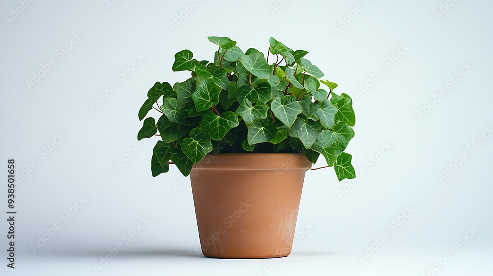 Fototapeta premium Indoor plant in a flower pot isolated on a white background Common ivy English ivy European ivy Hedera helix : Generative AI