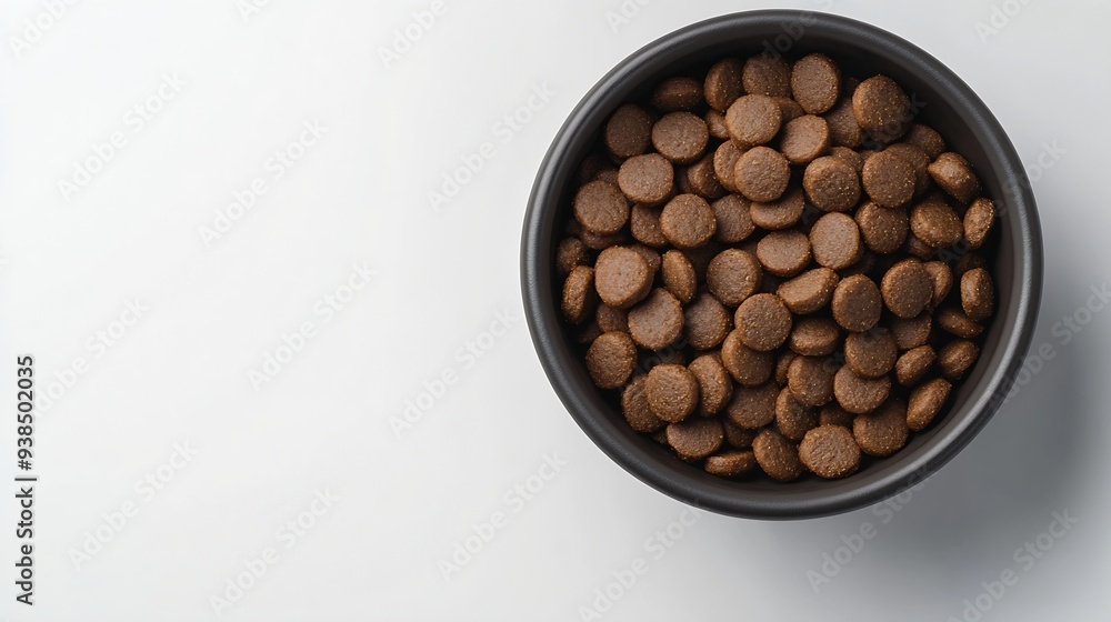 Dry dog food in a bowl on a white background Isolated : Generative AI Dry dog food in a bowl on a white background Isolated : Generative AI