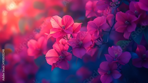 vibrant bougainvillea blossoms a captivating photo showcasing the briliant colors and lush petals a boungainvillea flowers highlighting their striking beauty in a stunning natural disp : Generative AI photo