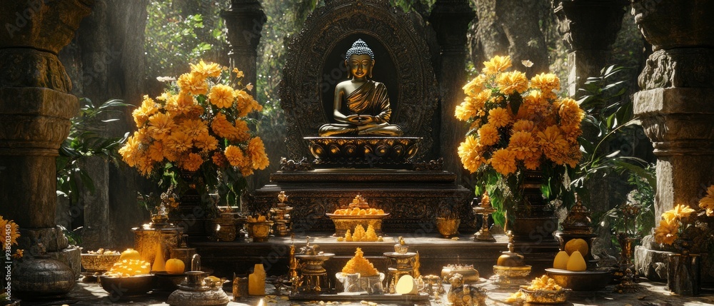 Triple Gem Temple Altar Buddhism Religion Spiritual Symbol Triple Gem Temple Altar Buddhism Religion Spiritual Symbol