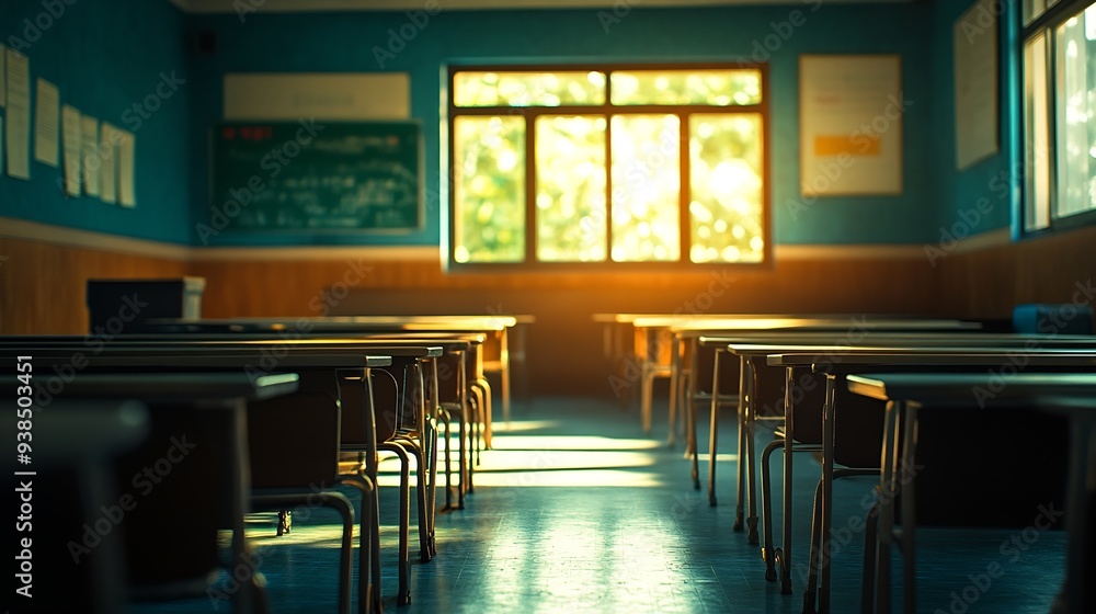 Landscape image of an empty classroom : Generative AI Landscape image of an empty classroom : Generative AI