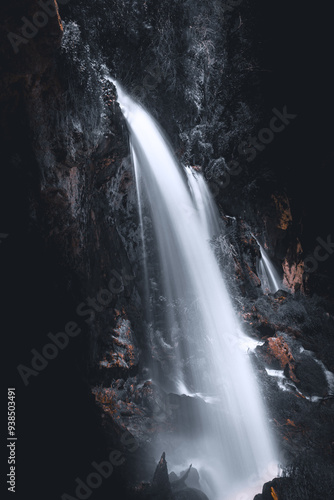 Dramatic water flowing over the cliff
